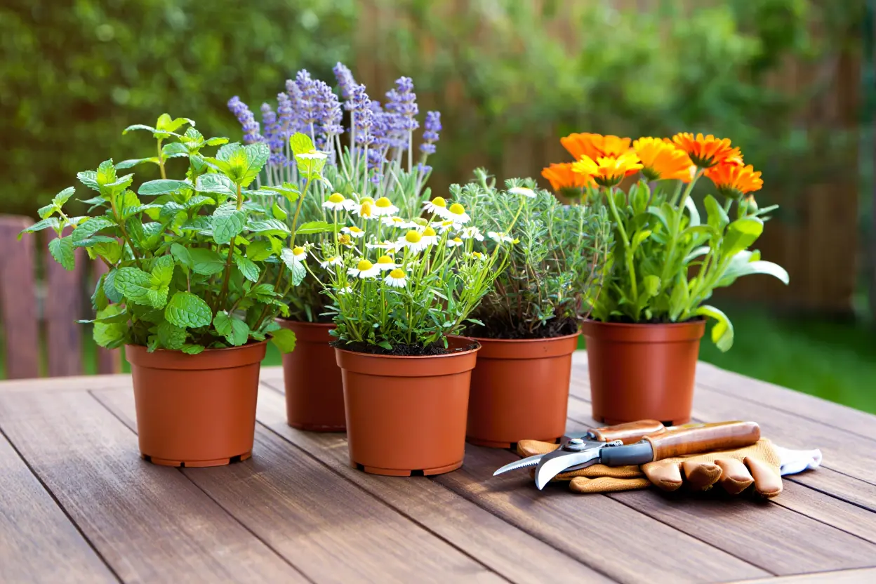 Kit de démarrage jardin médicinal avec cinq plantes essentielles