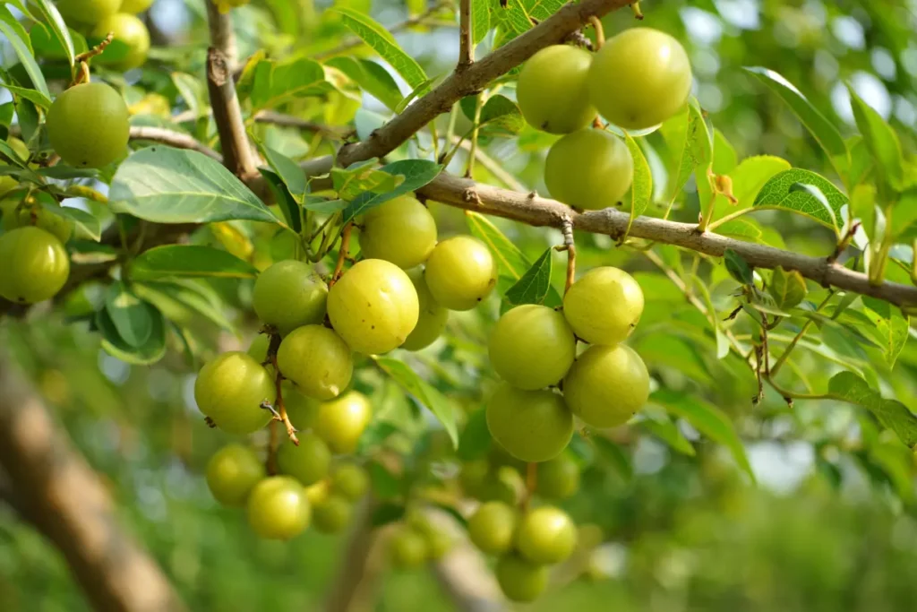 Fruits frais d'amla sur l'arbre