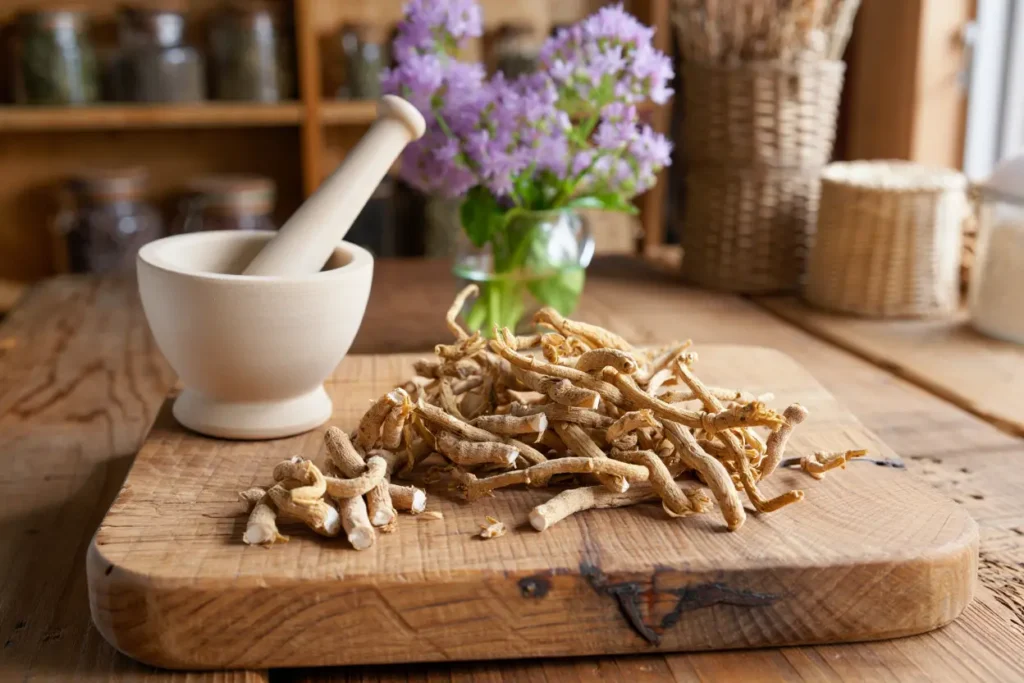 Racines de valériane séchées