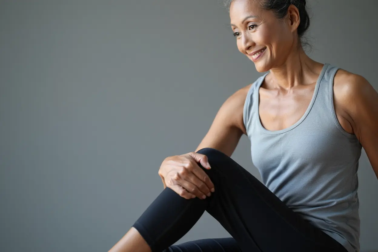 Femme testant la mobilité articulaire
